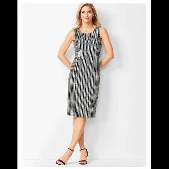TALBOTS REFINED PONTE KNIT SHEATH DRESS - HONEYCOMB PRINT - Picture 1 of 6